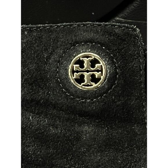 Tory Burch Junction Boots •9.5• Black Nubuck Leather Suede Ankle Bootie Heels - Picture 9 of 12